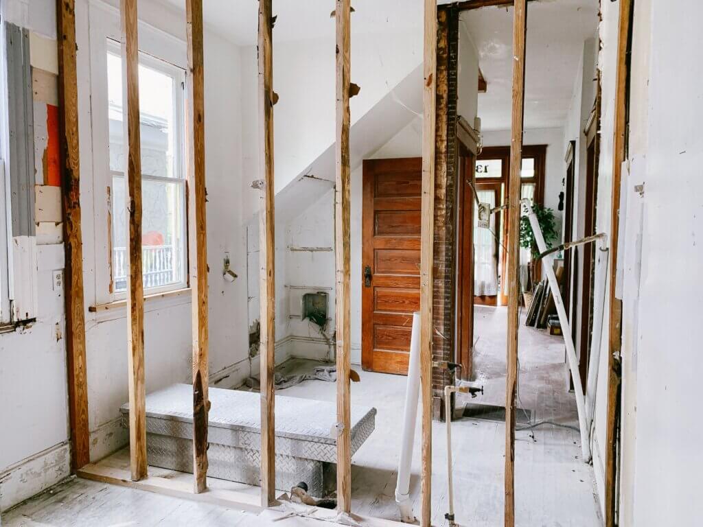 The beginning of a historic home remodel.